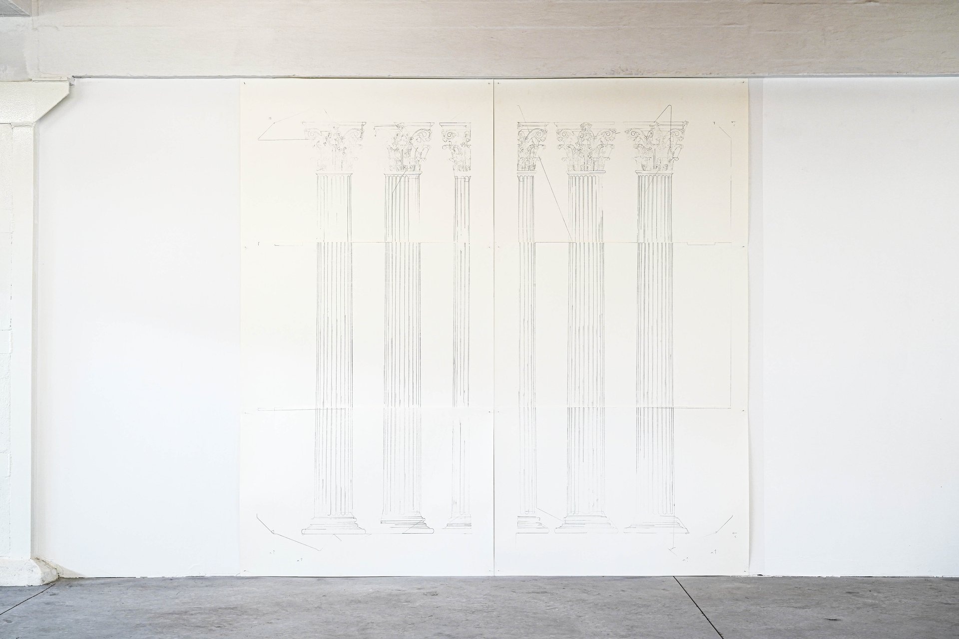 5x, 220x220cm, graphite sur papier - tracé par une machine, 2022